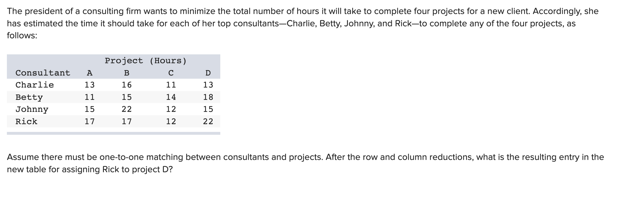 hours The president of a consulting firm wants to minimize the total