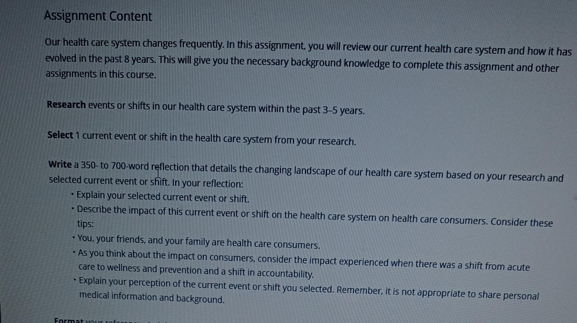 write a 350 to 700-word reflection that details the changing landscape of