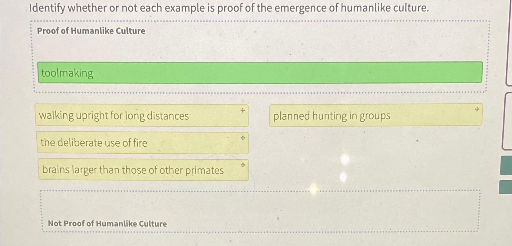  Identify whether or not each example is proof of the emergence