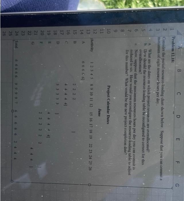  2 Consider the partial resource-loading chart shown below. Suppose that you