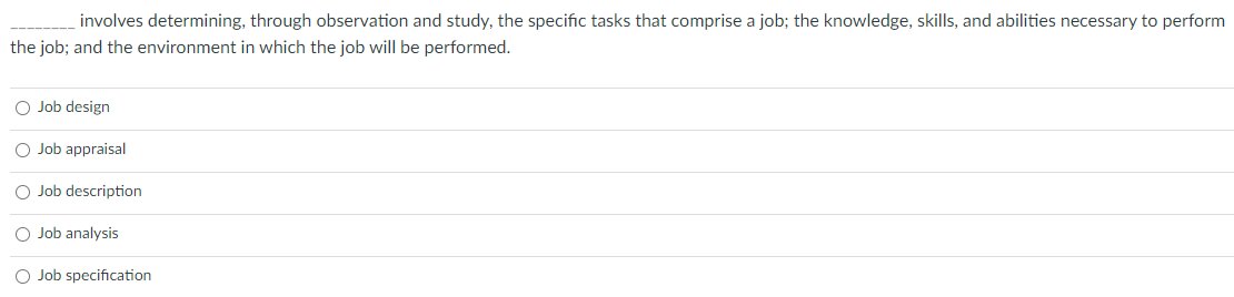 involves determining, through observation and study, the specific tasks that comprise