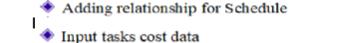  Adding relationship for Schedule on primavera Input tasks cost data on