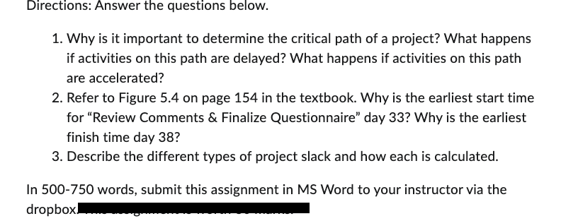 Directions: Answer the questions below. 1. Why is it important to
