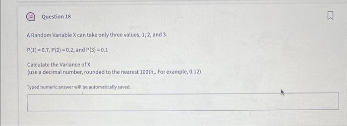  A Random Variable X can take only three values, 1, 2,