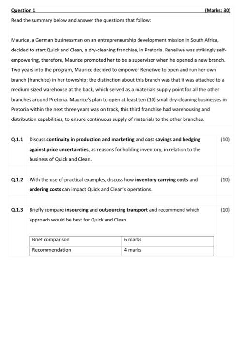  Question 1 Read the summary below and answer the questions that