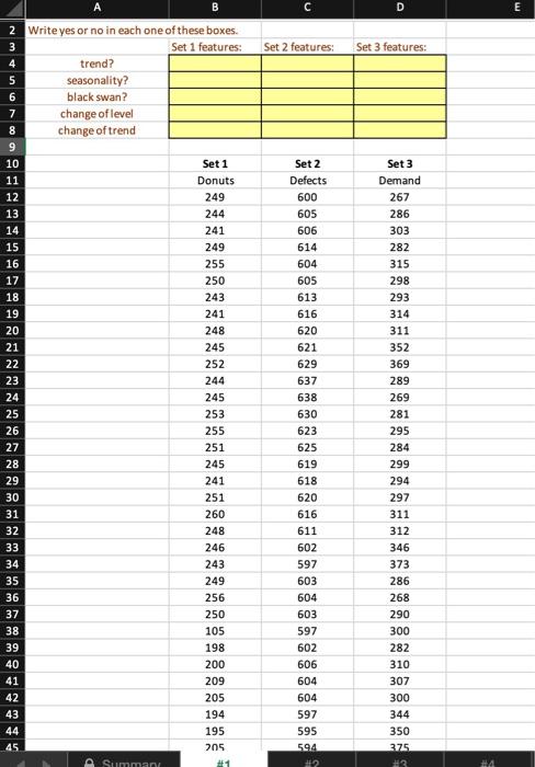 \multicolumn{1}{c|}{ D } \\ \hline \hline 2 & Write yes or no