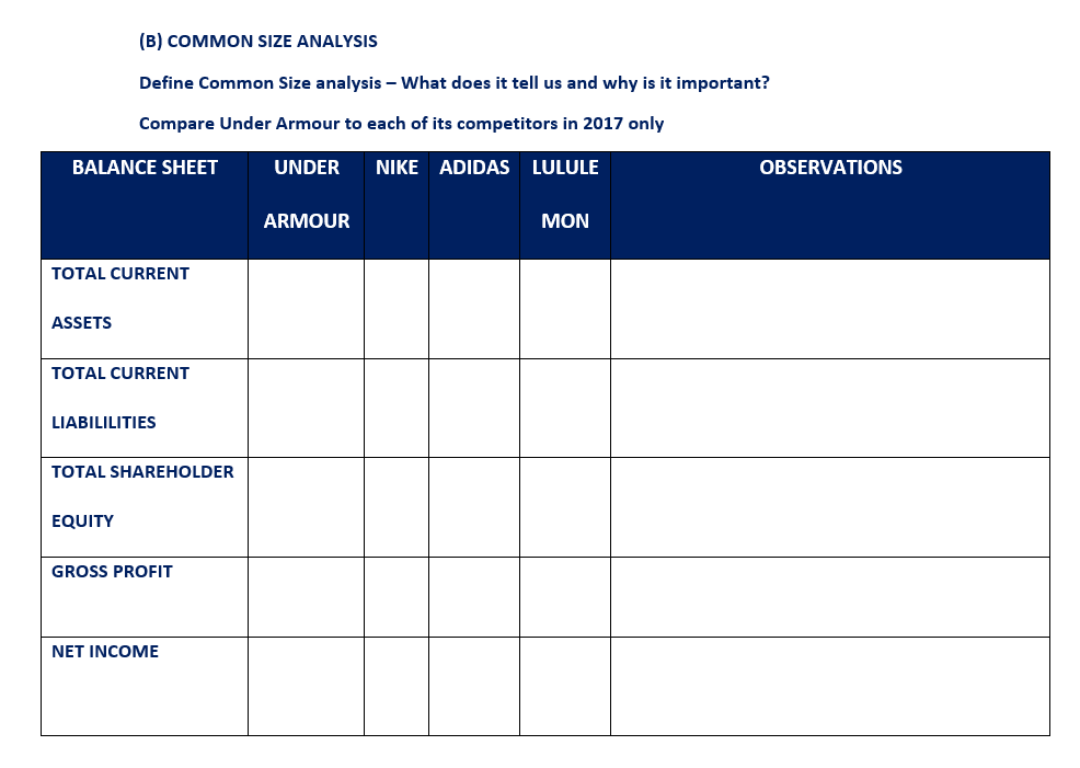  (B) COMMON SIZE ANALYSIS Define Common Size analysis - What does
