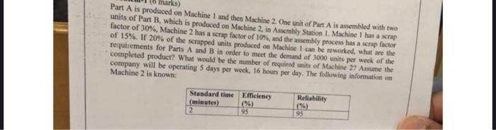 facility planning Part A is produced on Machine 1 and then Machine