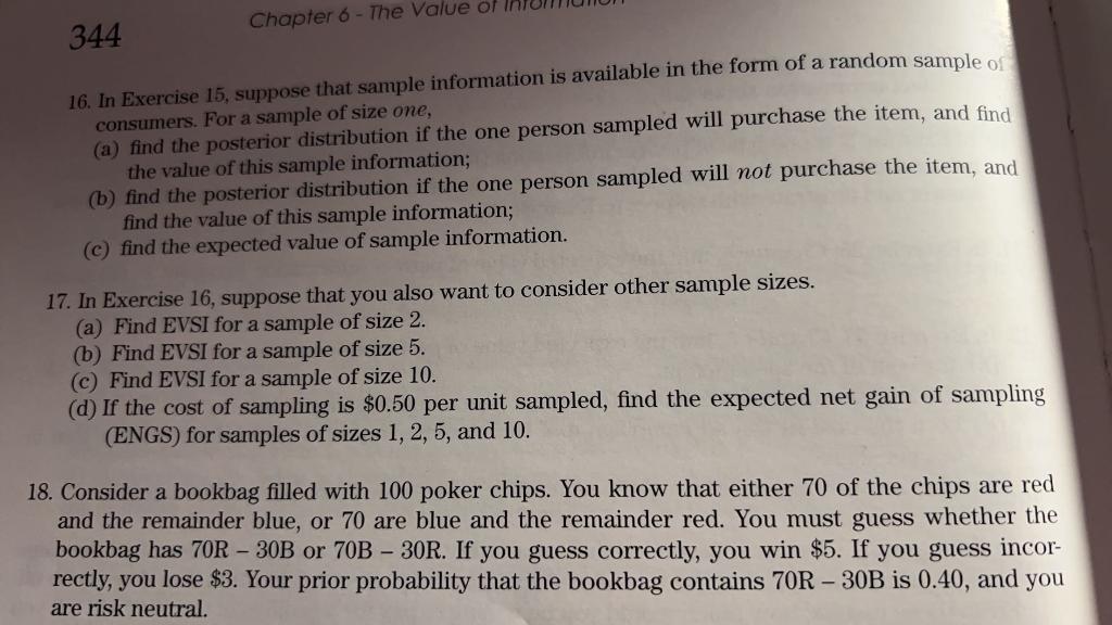 Question 17 Please! Information needed for Question 17. 16. In Exercise 15,