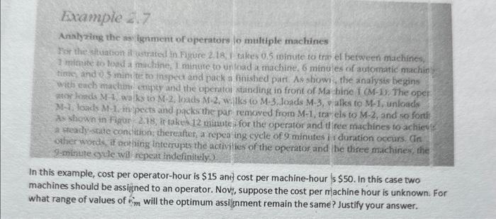  Eurample 2.7 Anklyzing the as ignment of operators lo multiple machines