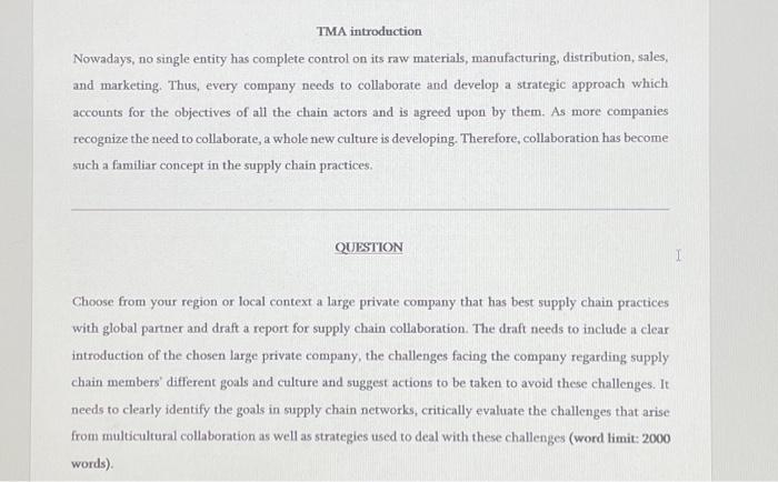  TMA introduction Nowadays, no single entity has complete control on its