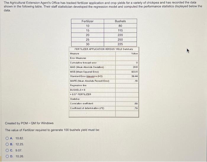  Please show complete work, no excel! The Agricultural Extension Agent's Office