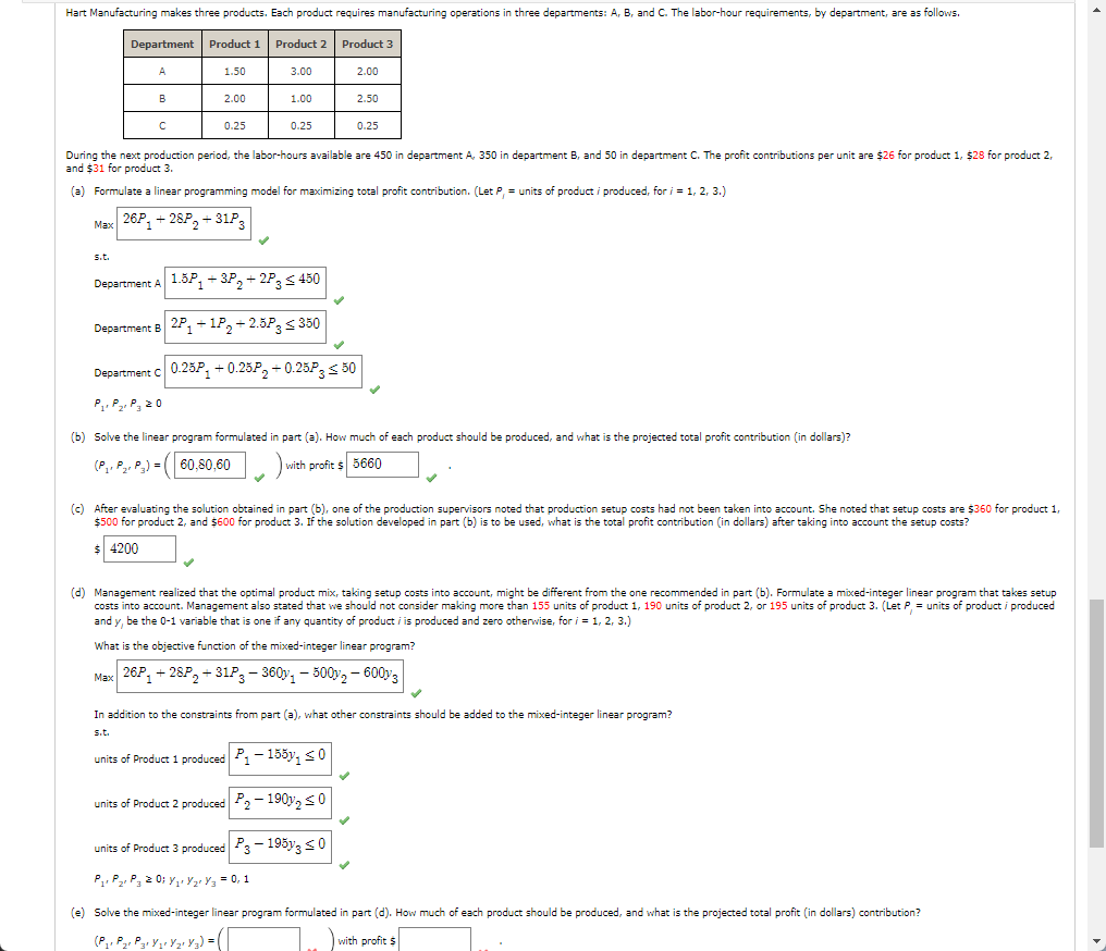 Asking for D and $31 for product 3 . (a) Formulate a