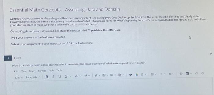  Essential Math Concepts - Assessing Data and Domain Conceptr Analytics projects