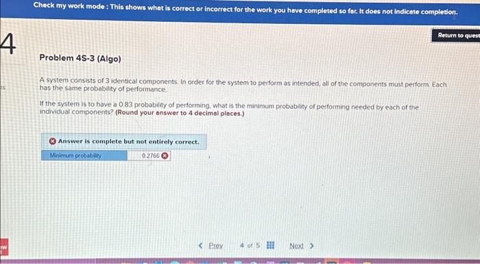  4 ts 3 W 1 Check my work mode: This shows