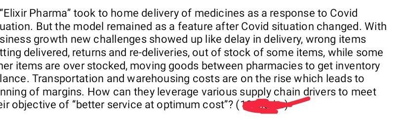 give a long answer please "Elixir Pharma" took to home delivery of