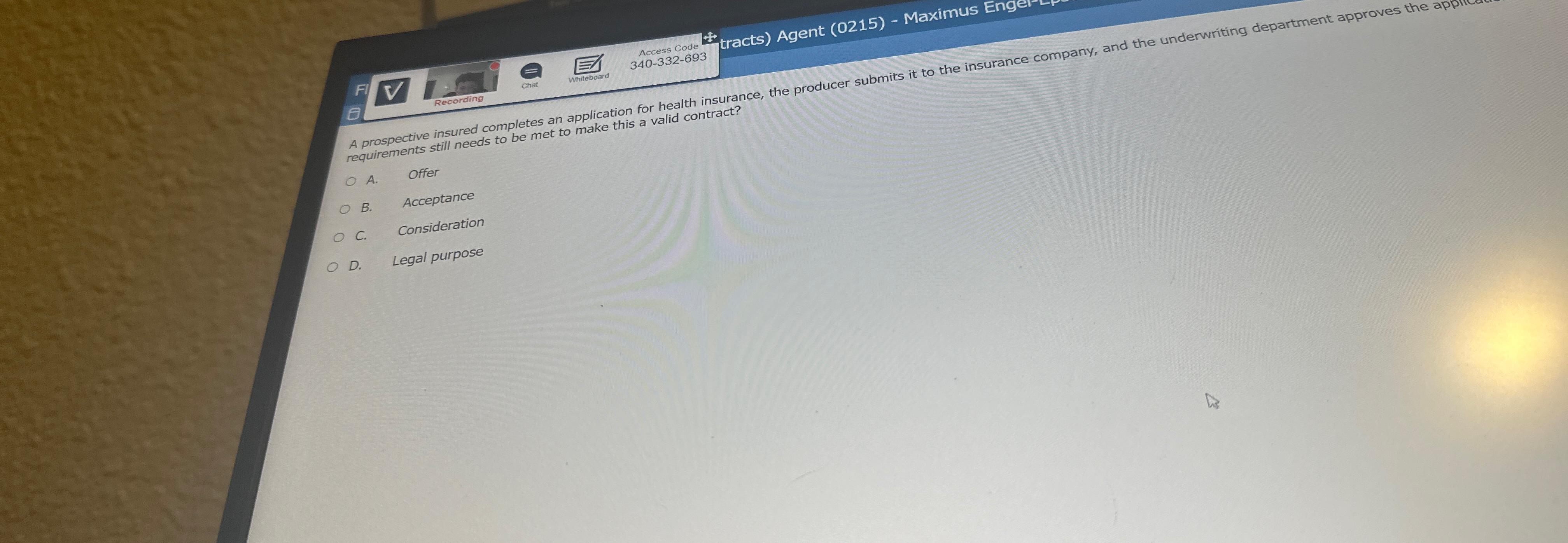  Agent (0215)- Maximus A prospective insured completes an application for health