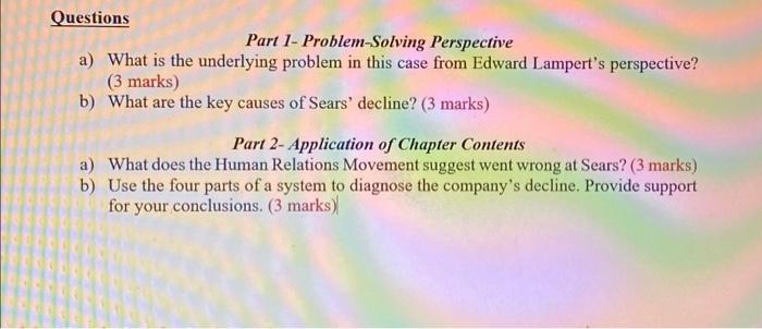  Part 1-Problem-Solving Perspective a) What is the underlying problem in this