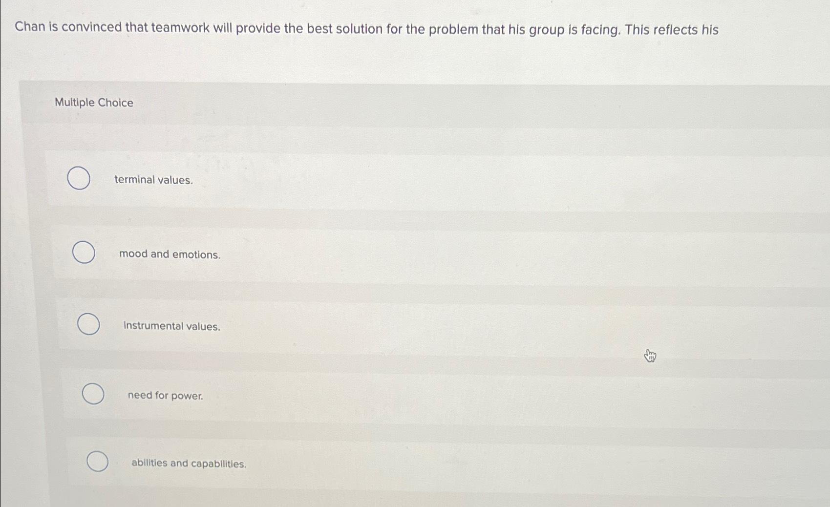  Chan is convinced that teamwork will provide the best solution for