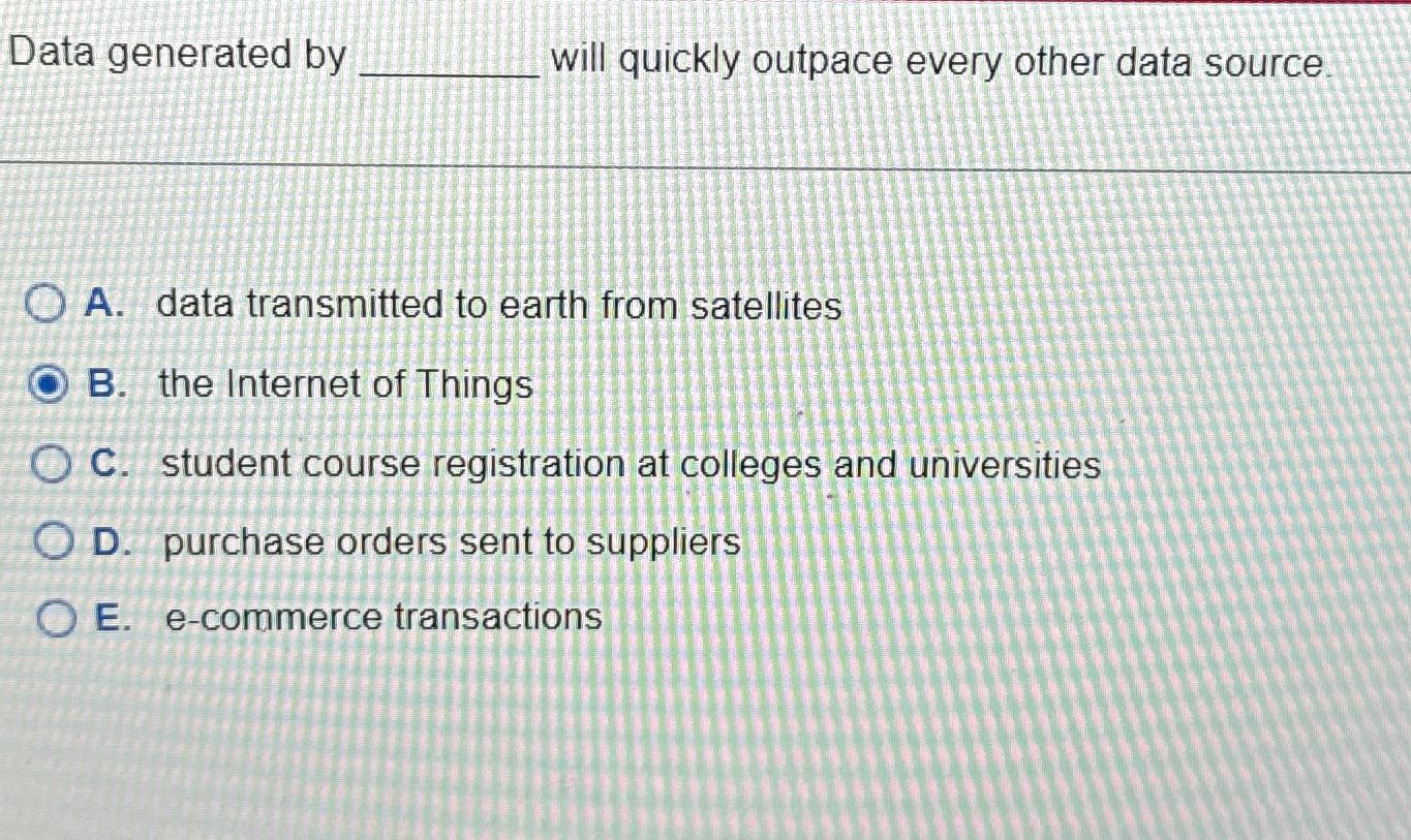  Data generated by will quickly outpace every other data source. A.