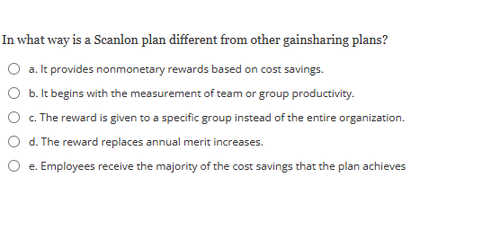  n what way is a Scanlon plan different from other gainsharing