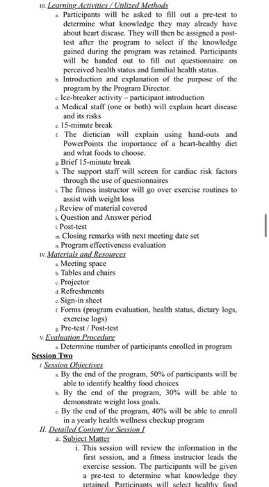 childhood obesity (planning a program) Session One 1. Session Objectives a. By