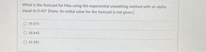 for May if the three-month weighted moving average method is used? [Note: