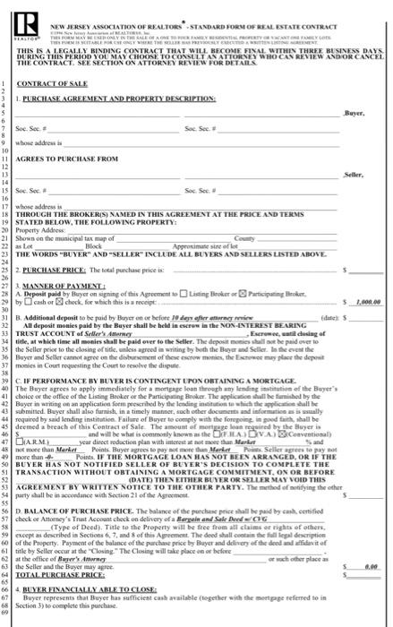  For each section (and subsections) of the contract, explain what the