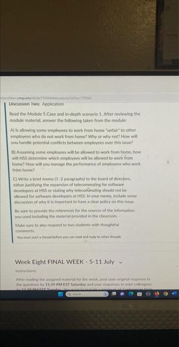  Discussion Iwo: Apolication Read the Module 5 Case and in-depth scenario