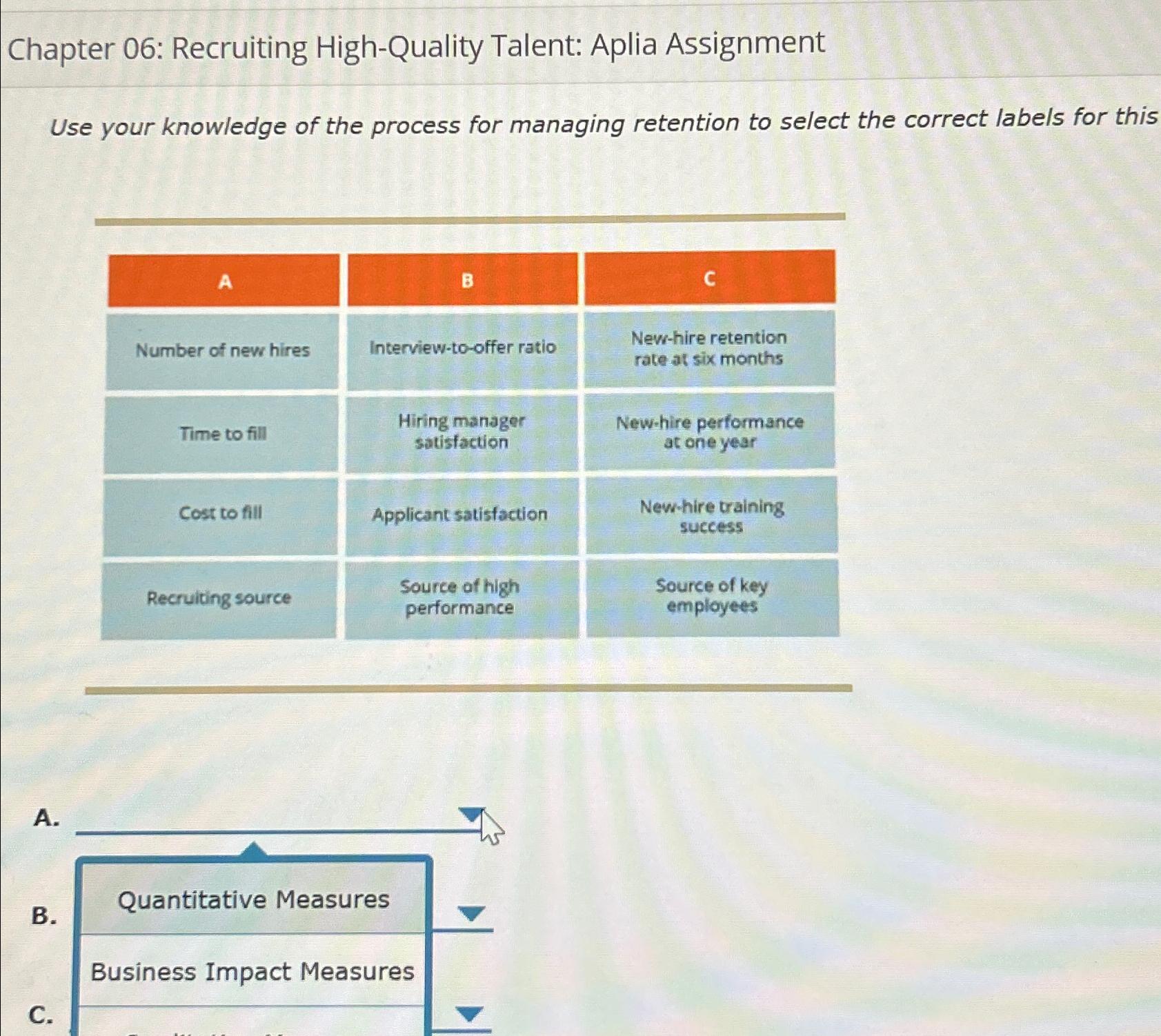  Chapter 06: Recruiting High-Quality Talent: Aplia Assignment Use your knowledge of