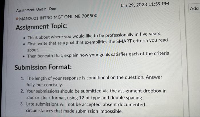  Assignment Topic: - Think about where you would like to be