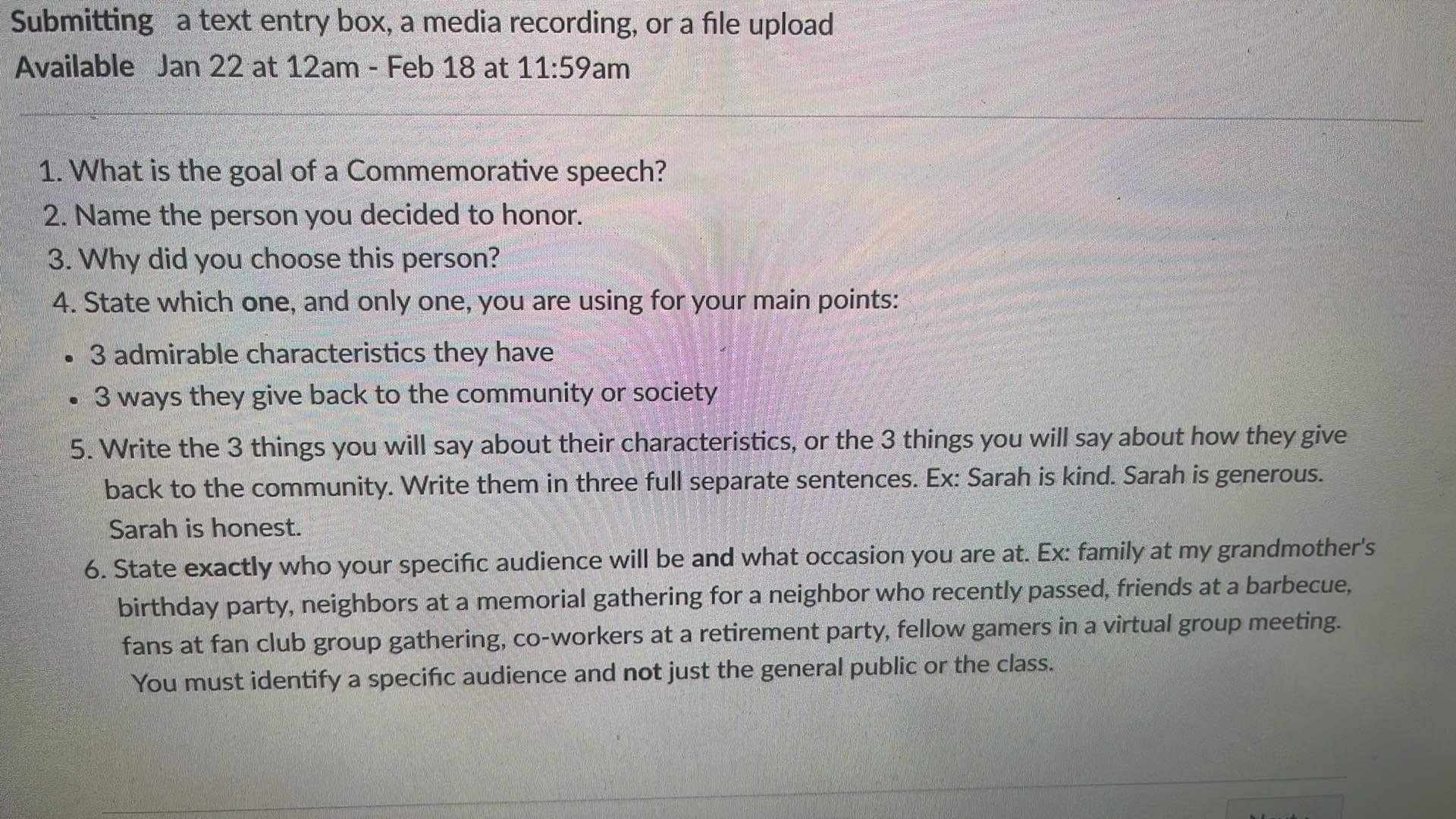  Submitting a text entry box, a media recording, or a file