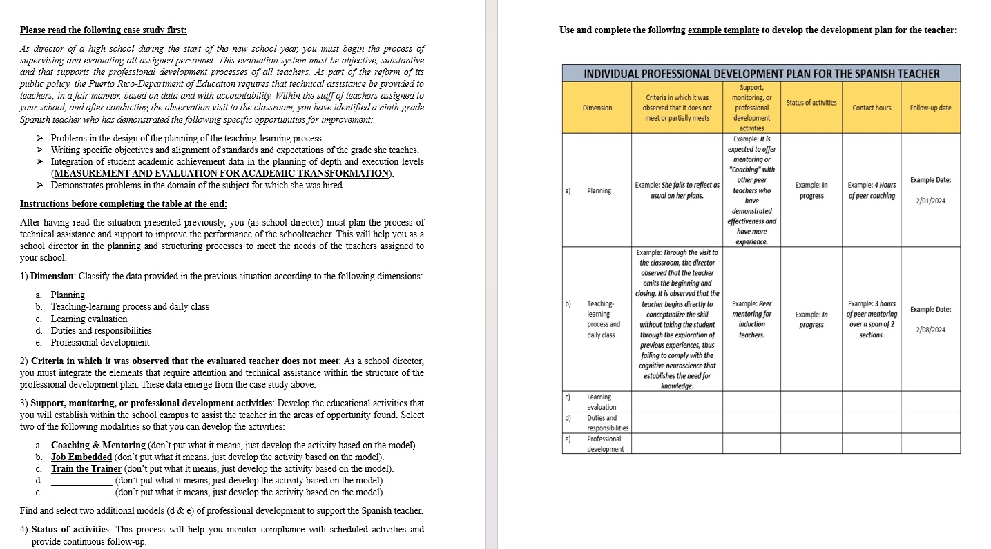  Can you build a professional development plan in a table format