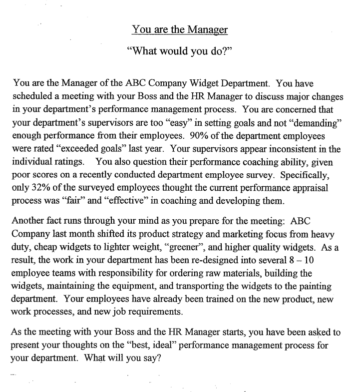 how to best approach the performance management challenge from the perspective of