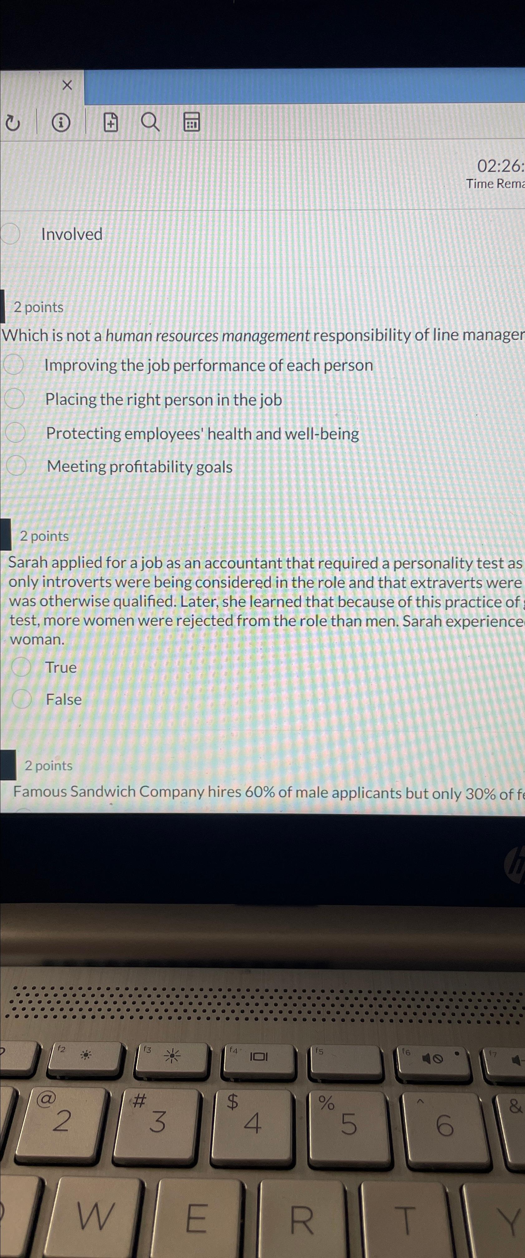  x (i) 02:26: Time Rema Involved 2 points Which is not