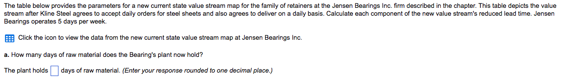 The table below provides the parameters for a new current state