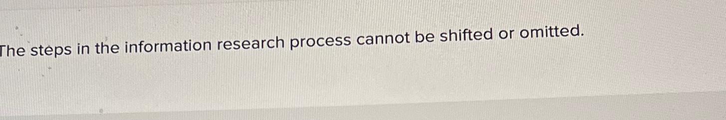  The steps in the information research process cannot be shifted or
