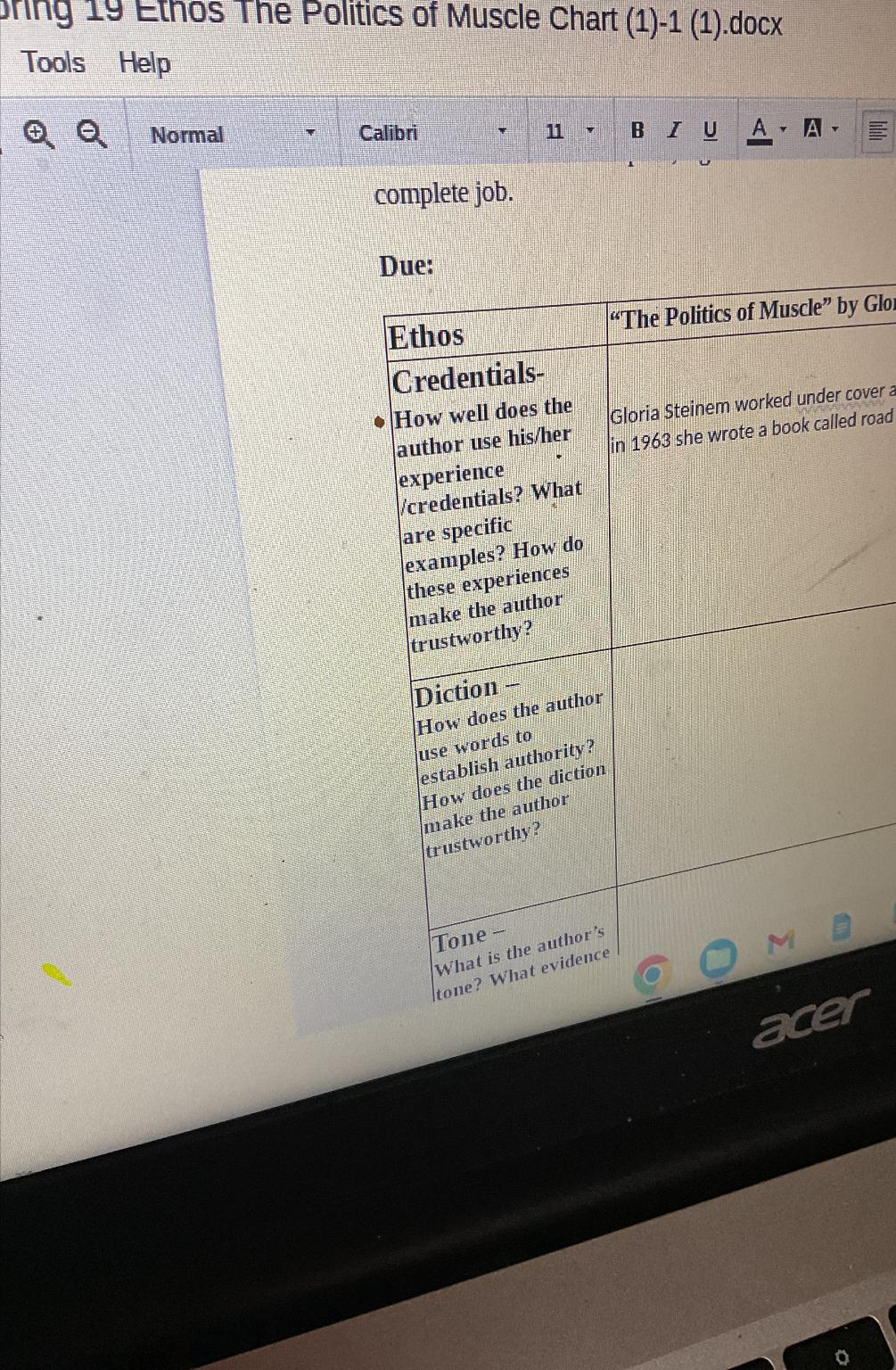  Tools Help Normal Calibri 11 B IU? A. A. complete job.