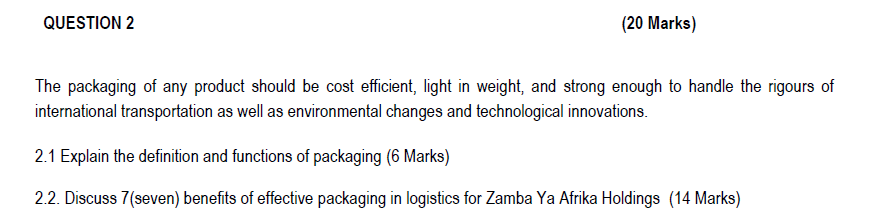 Ya Afrika holdings. The following scenario and case study have been presented