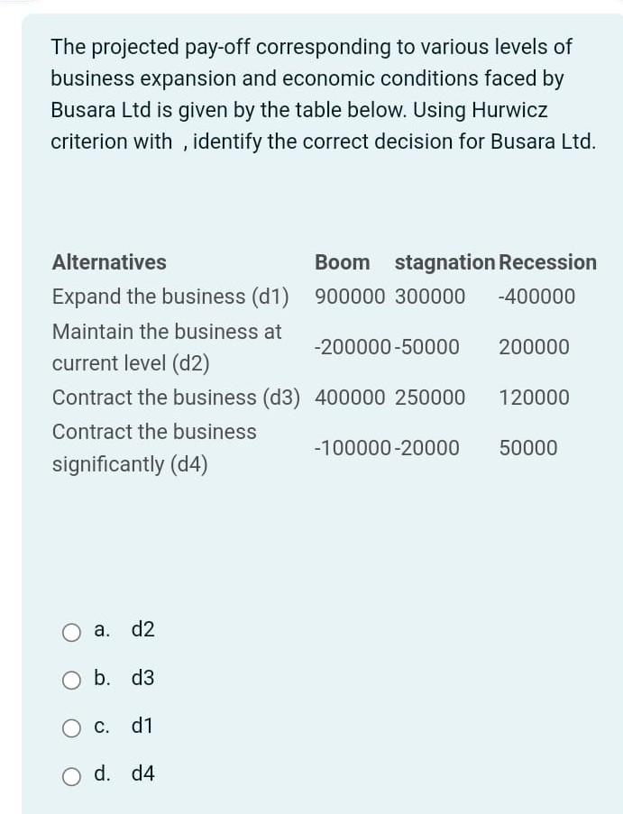  State the answer and step by step solution The projected pay-off