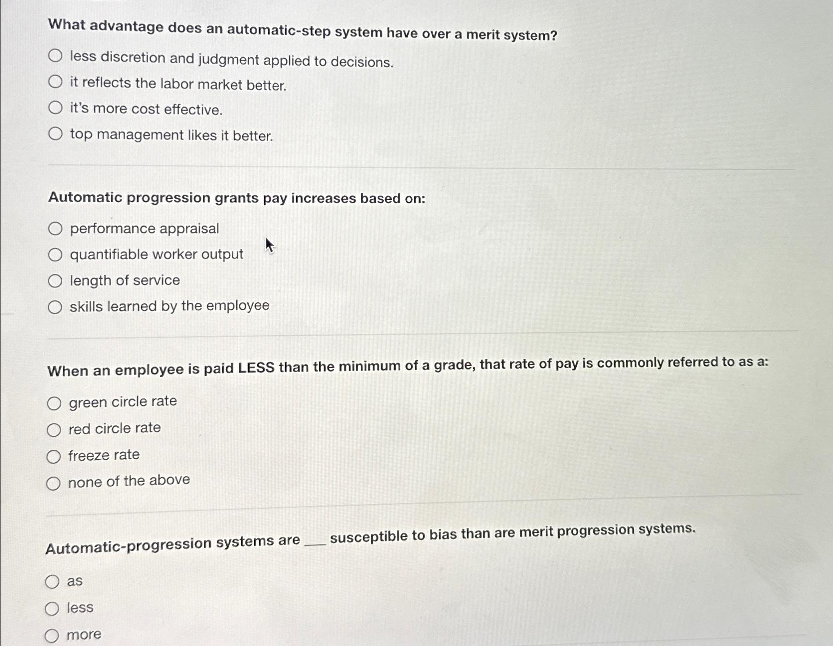  What advantage does an automatic-step system have over a merit system?