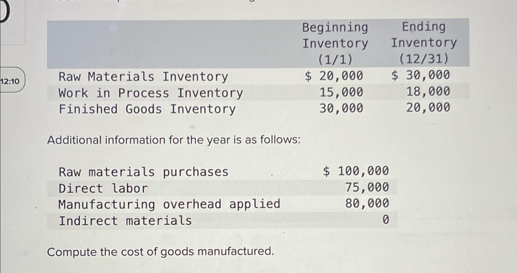  \table[[,\table[[Beginning],[Inventory],[(11) 