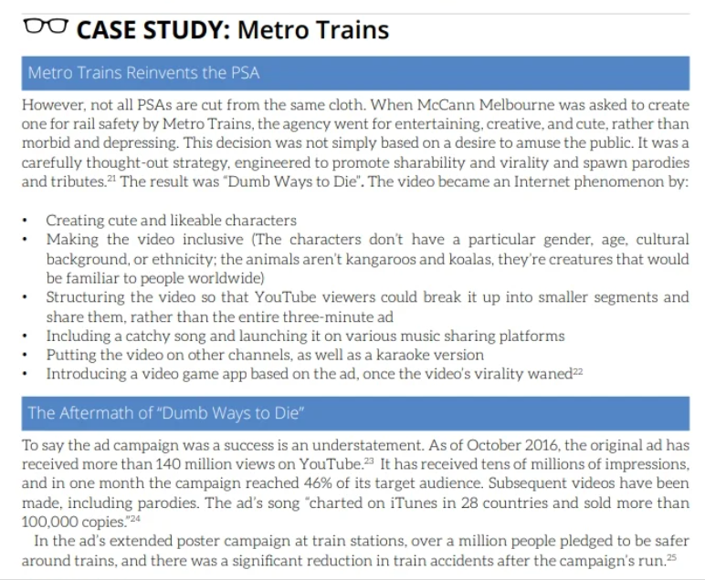  1. How does the Dumb Ways to Die ad differ from