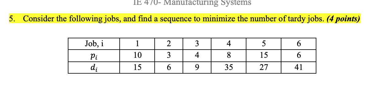 please do NOT use excel for solving. thanks 5. Consider the following