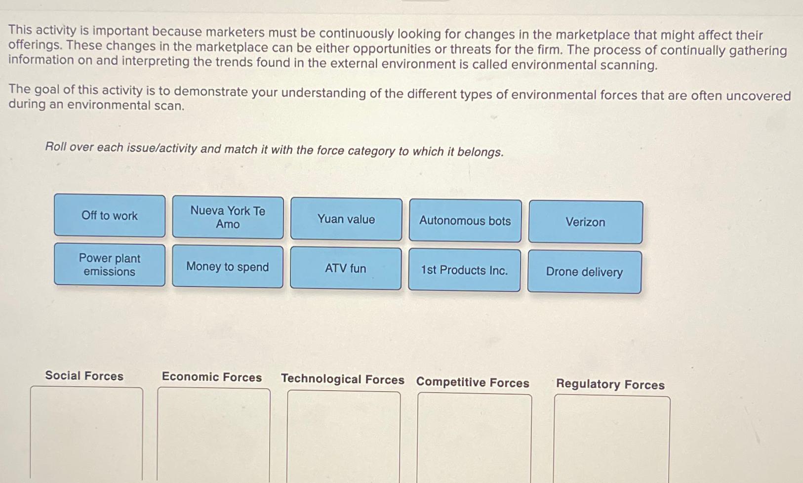  This activity is important because marketers must be continuously looking for