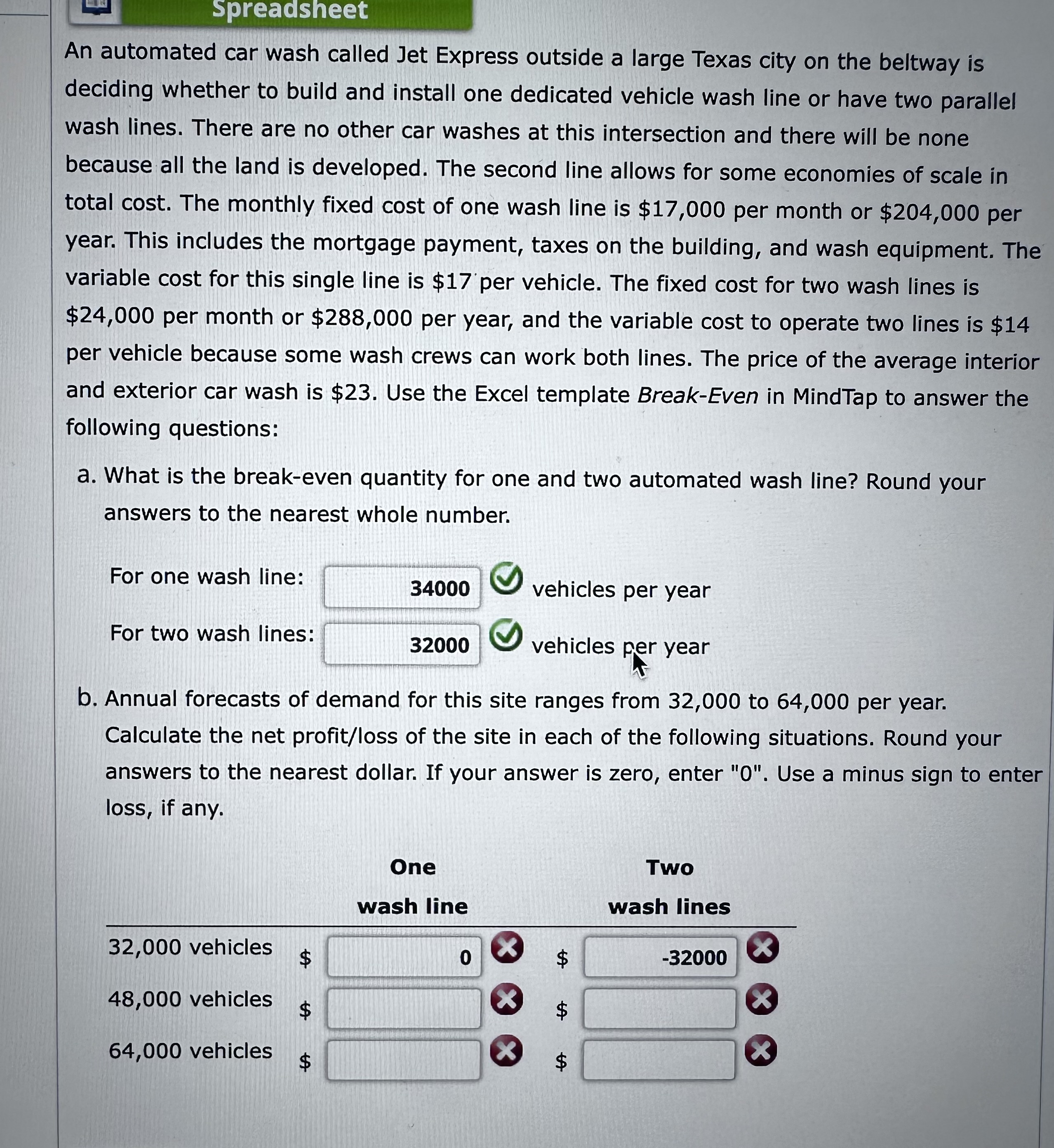 Solve the blanks that are incorrect or empty: An automated car wash