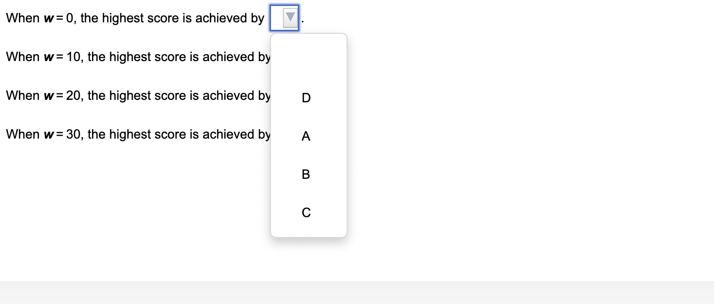 to view the table. on a value for this weight. In the