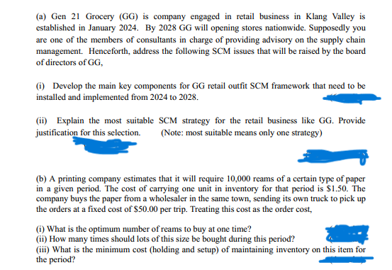  (a) Gen 21 Grocery (GG) is company engaged in retail business