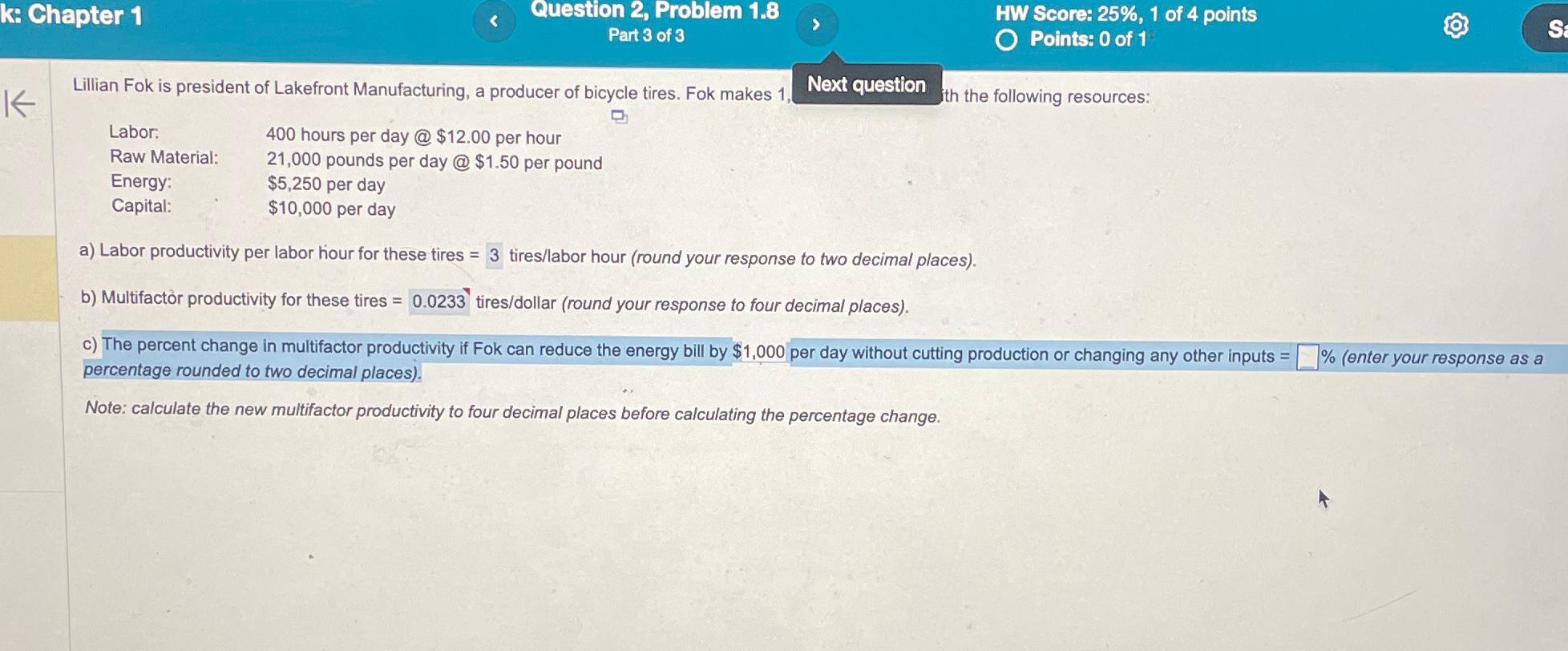  k: Chapter 1 Question 2, Problem 1.8 Part 3 of 3