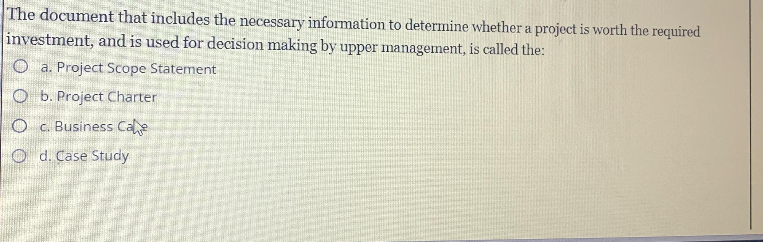  The document that includes the necessary information to determine whether a